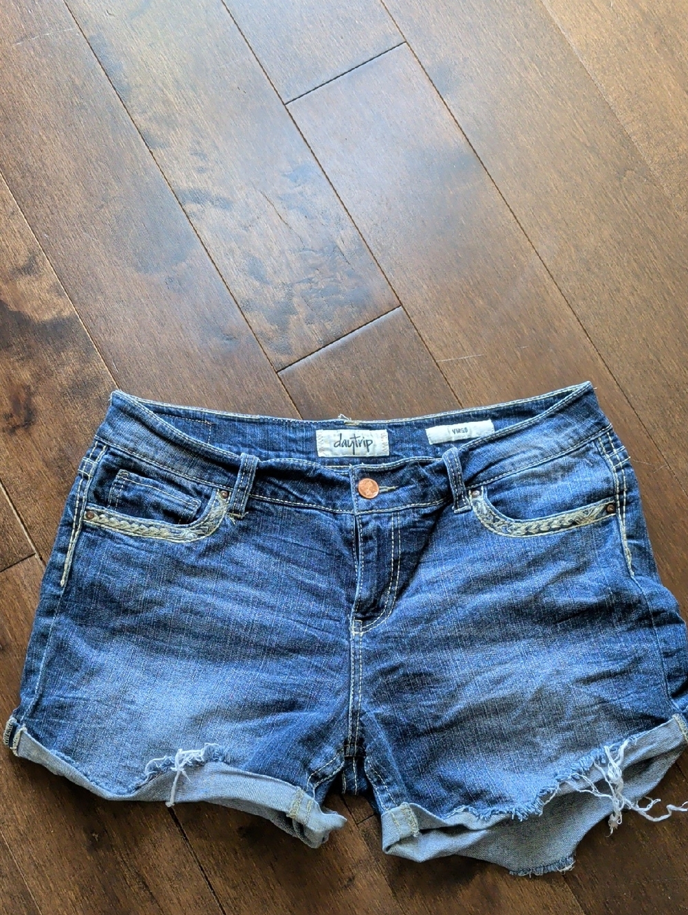 Daytrip Distressed Dark Blue Denim Cutoff Shorts